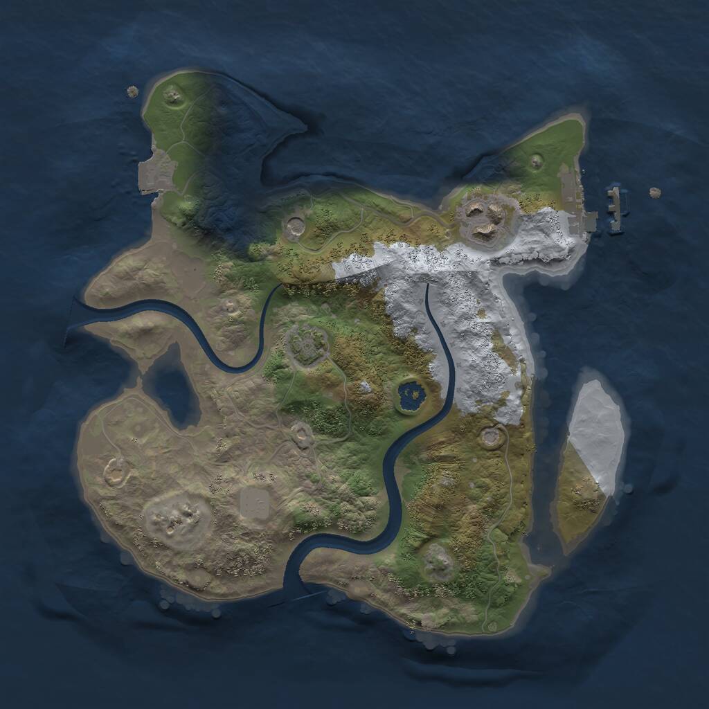 Rust Map: Procedural Map, Size: 2500, Seed: 21821, 5 Monuments