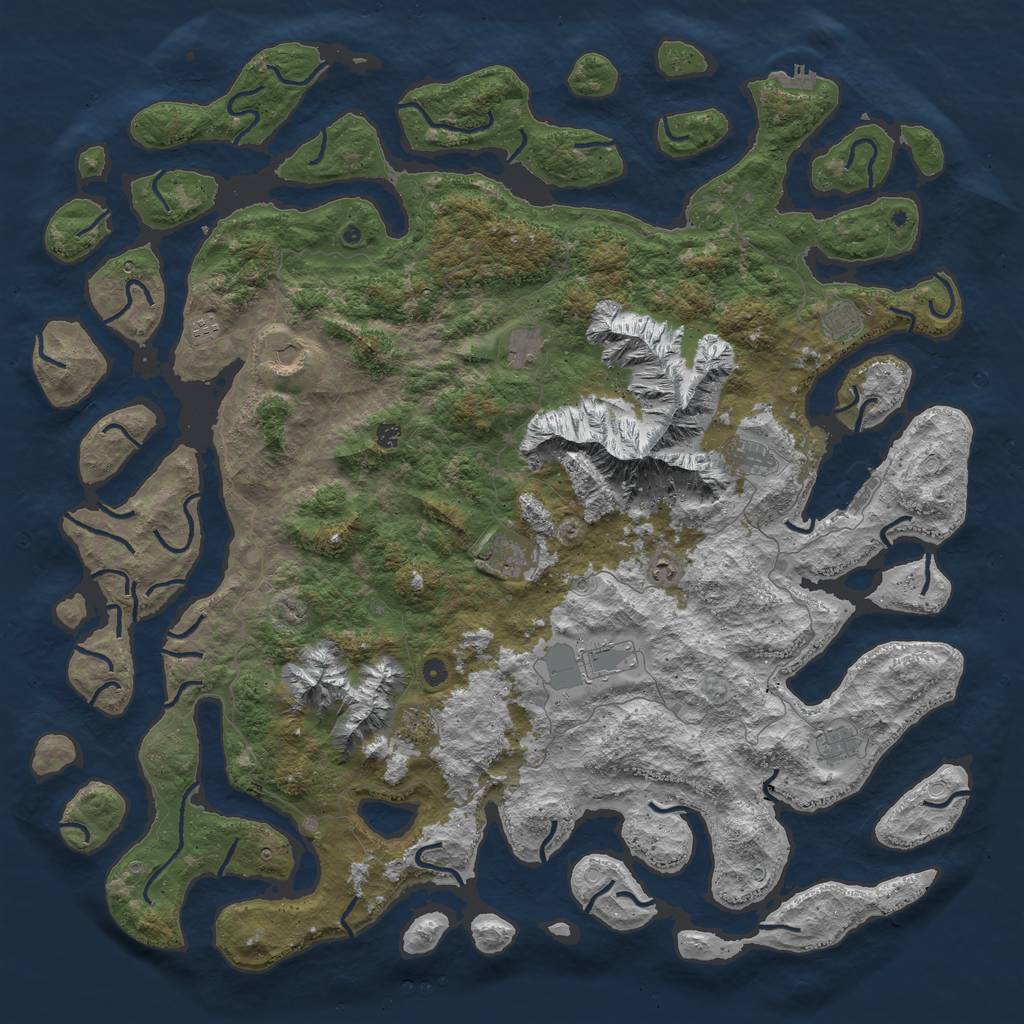 Rust Map: Procedural Map, Size: 6000, Seed: 3850, 22 Monuments