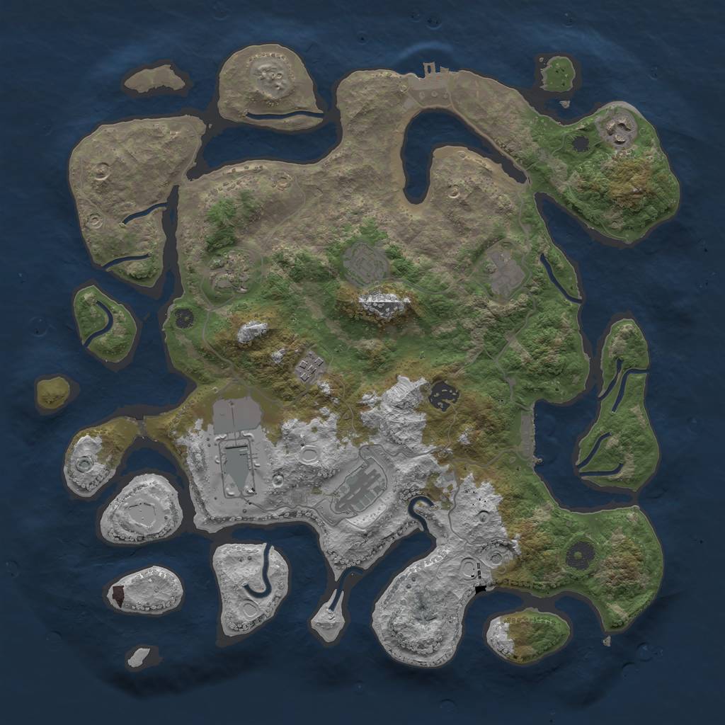 Rust Map: Procedural Map, Size: 3850, Seed: 804780185, 19 Monuments