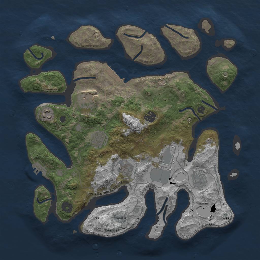 Rust Map: Procedural Map, Size: 3500, Seed: 587954, 17 Monuments