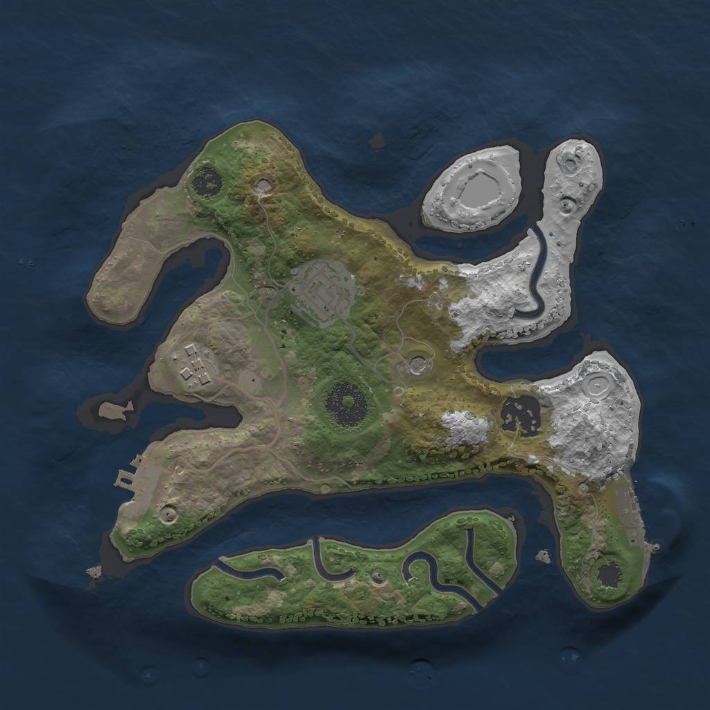 Rust Map: Procedural Map, Size: 2500, Seed: 654131, 14 Monuments