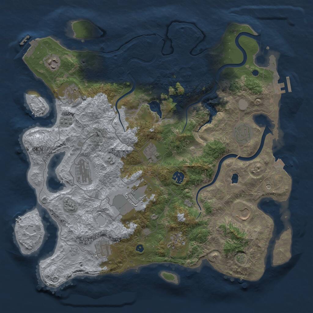 Rust Map: Procedural Map, Size: 4000, Seed: 1543222, 17 Monuments