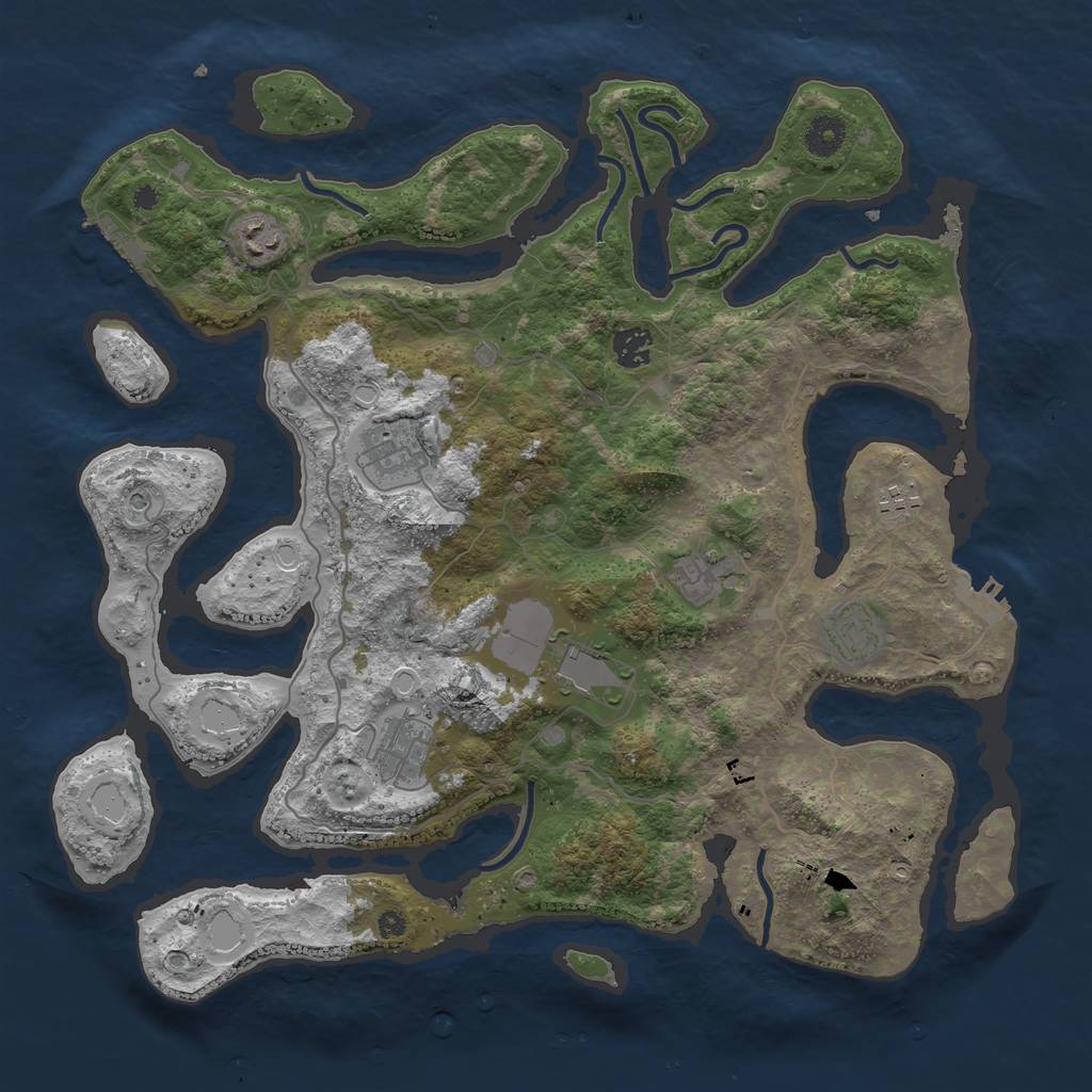 Rust Map: Procedural Map, Size: 4000, Seed: 1543222, 19 Monuments