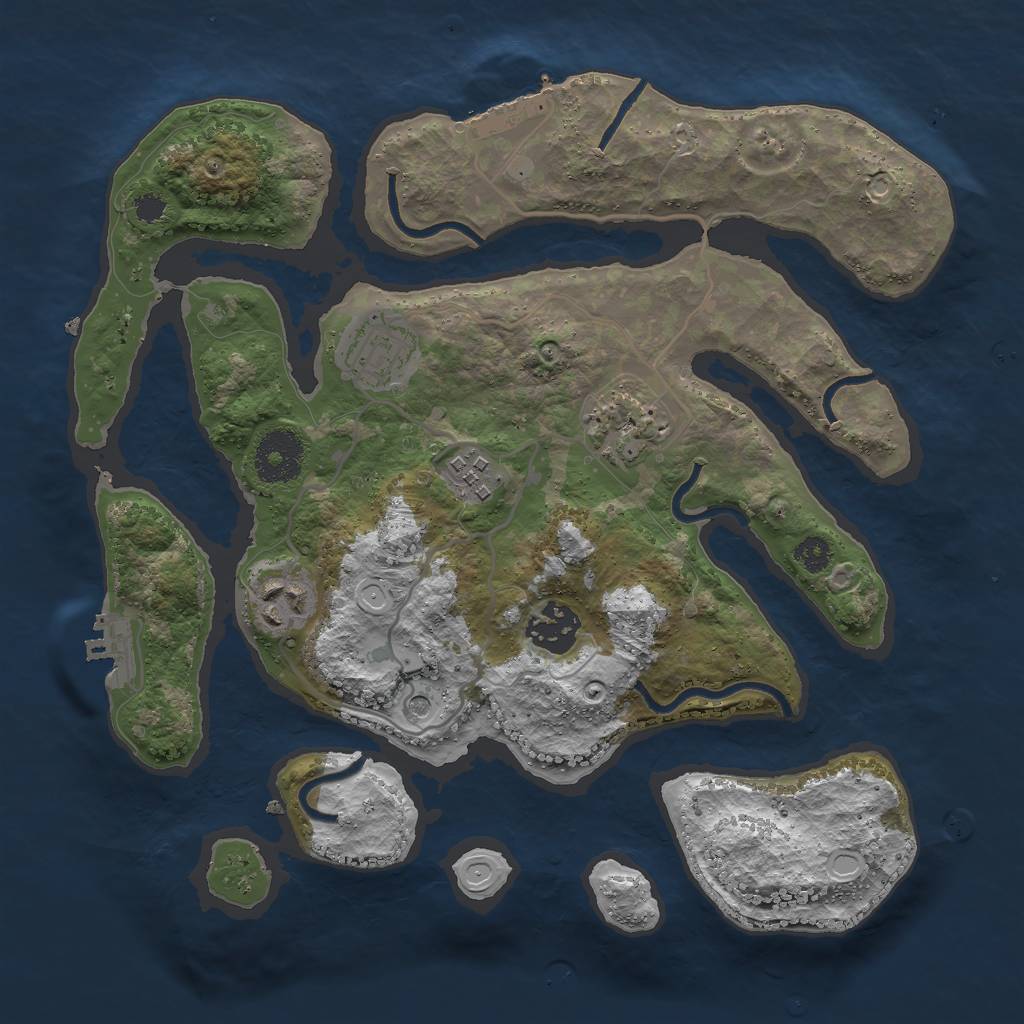 Rust Map: Procedural Map, Size: 3000, Seed: 1910169292, 16 Monuments