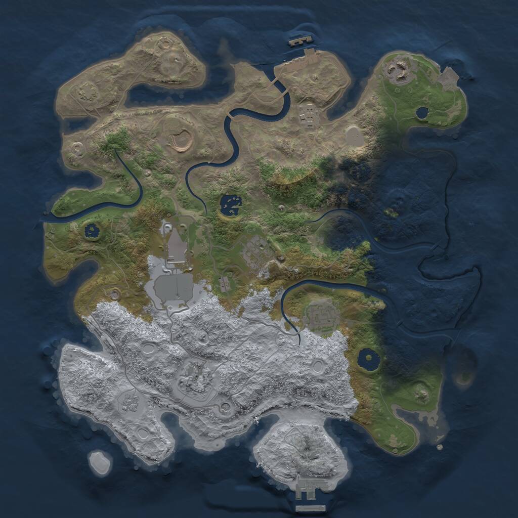 Rust Map: Procedural Map, Size: 3500, Seed: 48590093, 14 Monuments