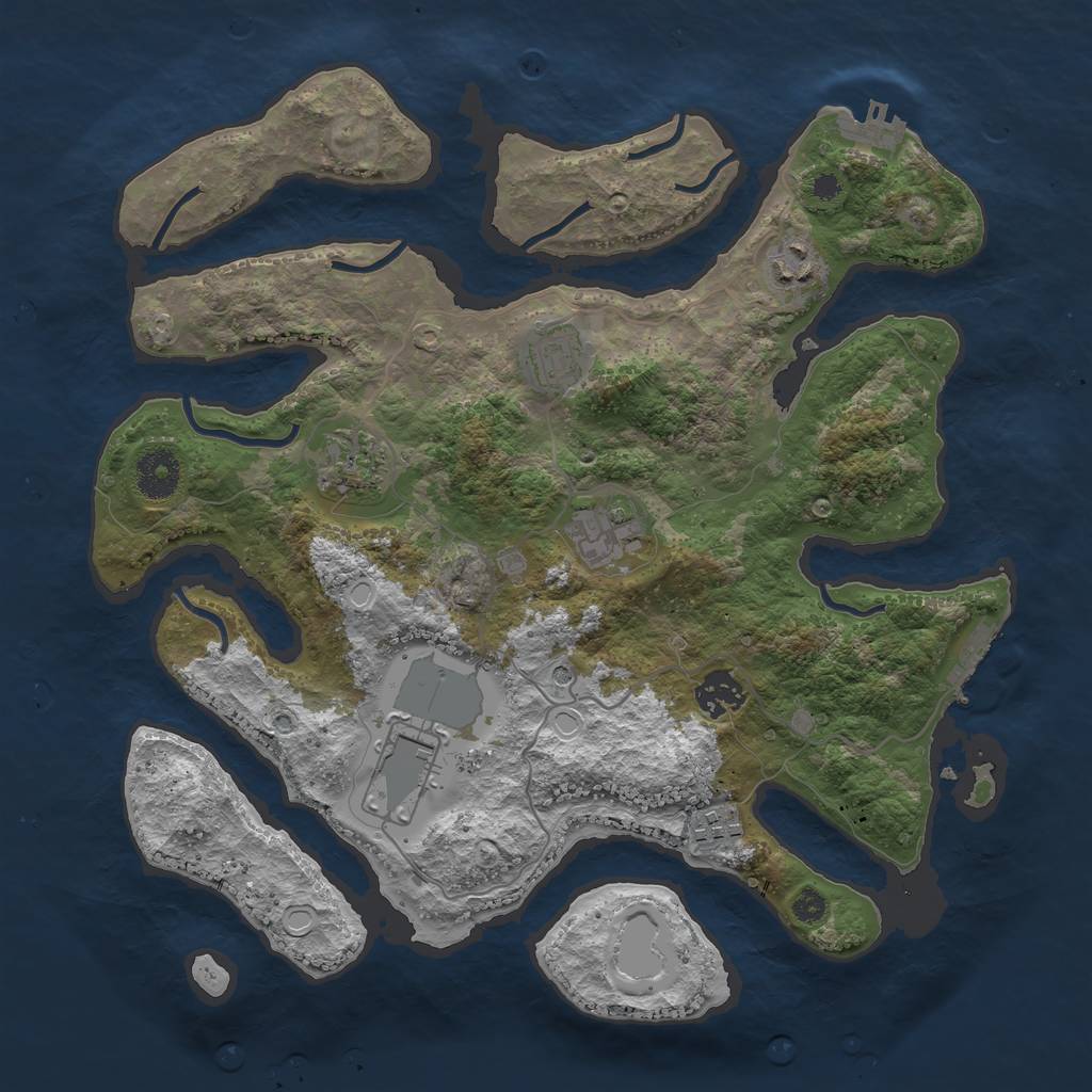 Rust Map: Procedural Map, Size: 3500, Seed: 48590093, 18 Monuments