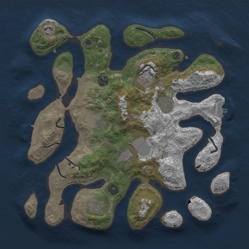 Rust Map: Procedural Map, Size: 3500, Seed: 232, 19 Monuments