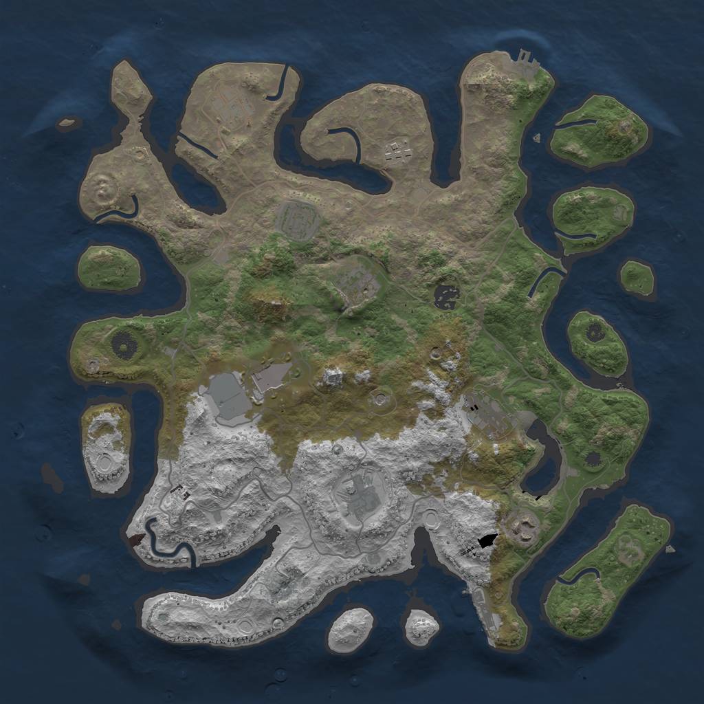 Rust Map: Procedural Map, Size: 4000, Seed: 778655, 20 Monuments