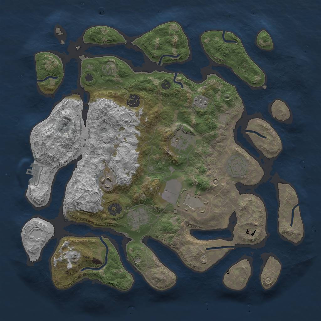 Rust Map: Procedural Map, Size: 3600, Seed: 542154, 17 Monuments