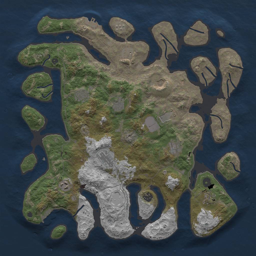 Rust Map: Procedural Map, Size: 4250, Seed: 2100711605, 22 Monuments