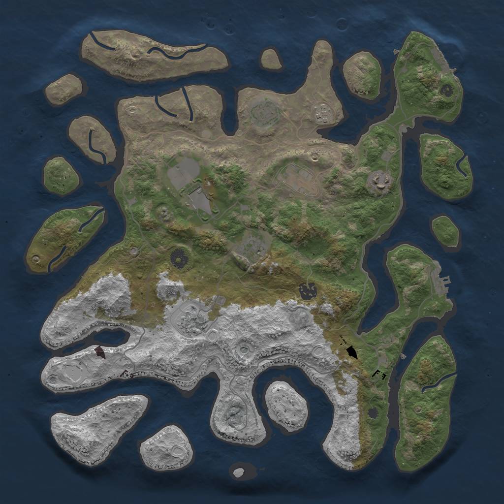 Rust Map: Procedural Map, Size: 4100, Seed: 721028021, 19 Monuments