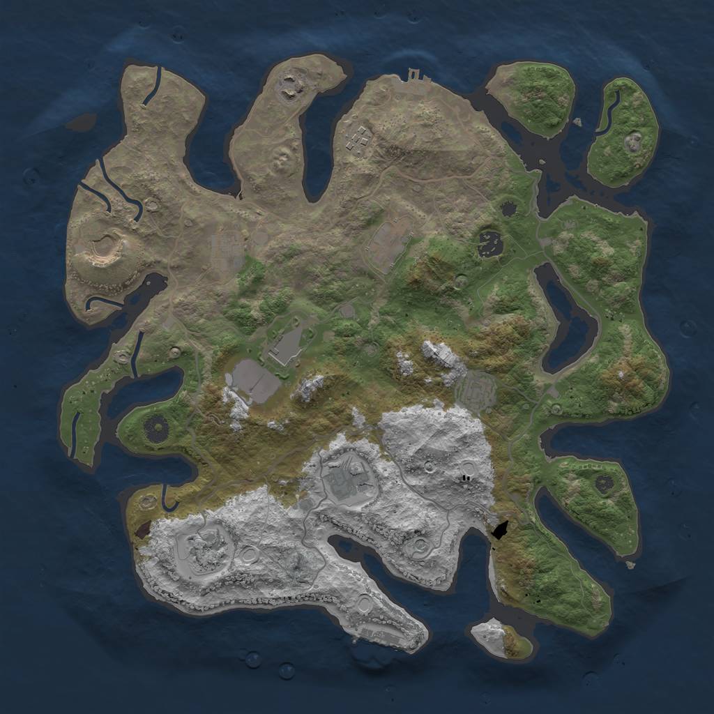 Rust Map: Procedural Map, Size: 4000, Seed: 883344, 21 Monuments