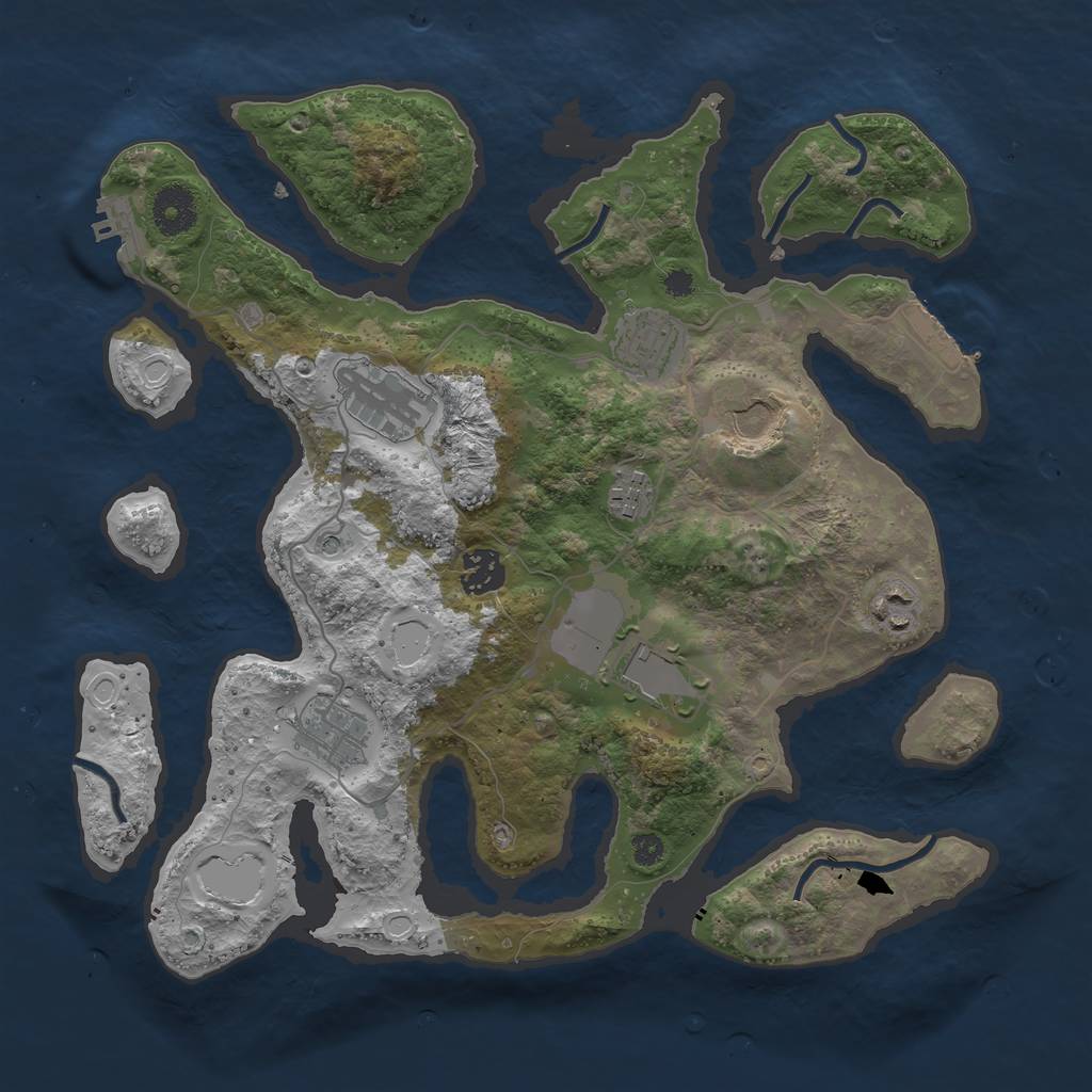 Rust Map: Procedural Map, Size: 3500, Seed: 235252, 19 Monuments