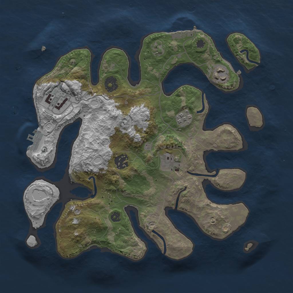 Rust Map: Procedural Map, Size: 3000, Seed: 542154, 15 Monuments