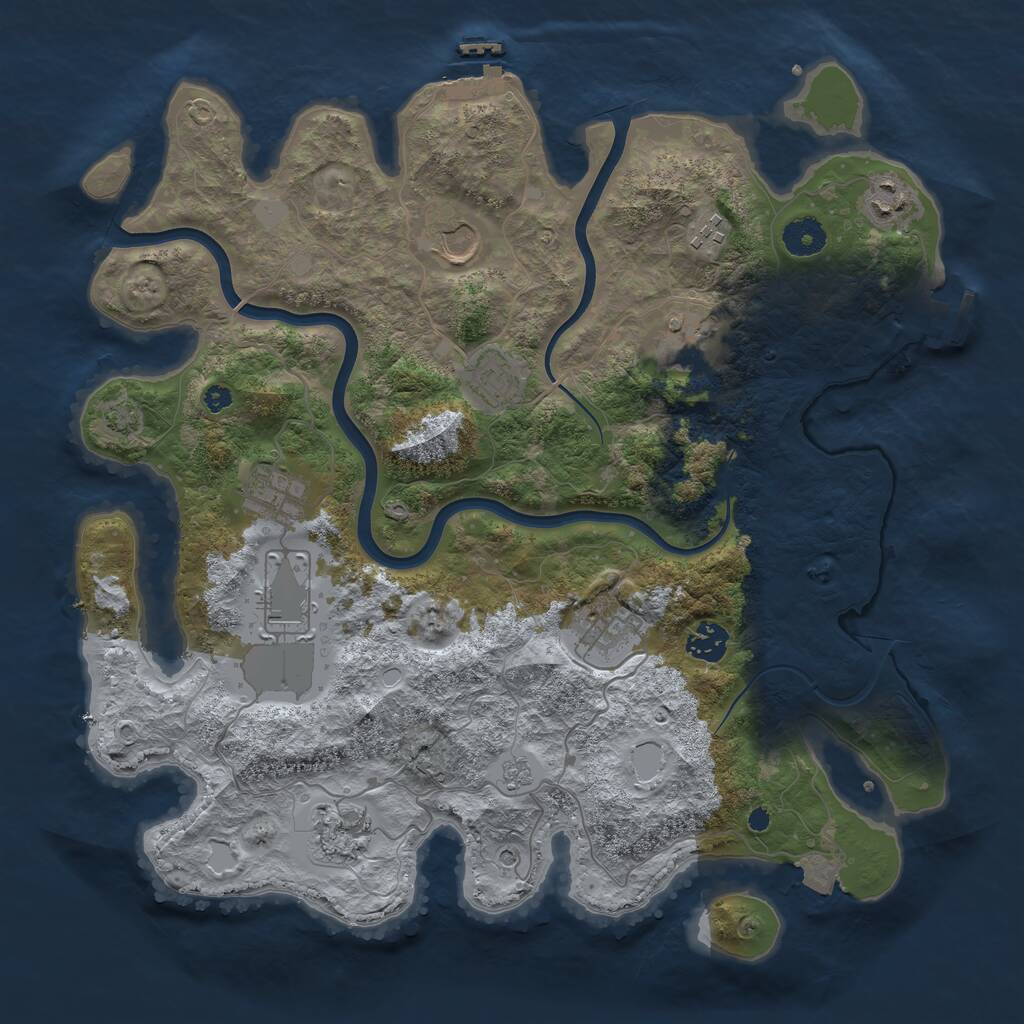 Rust Map: Procedural Map, Size: 3800, Seed: 1581056803, 16 Monuments