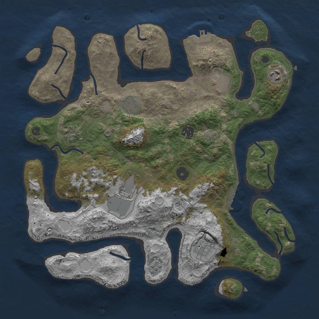 Rust Map: Procedural Map, Size: 3800, Seed: 1581056803, 19 Monuments