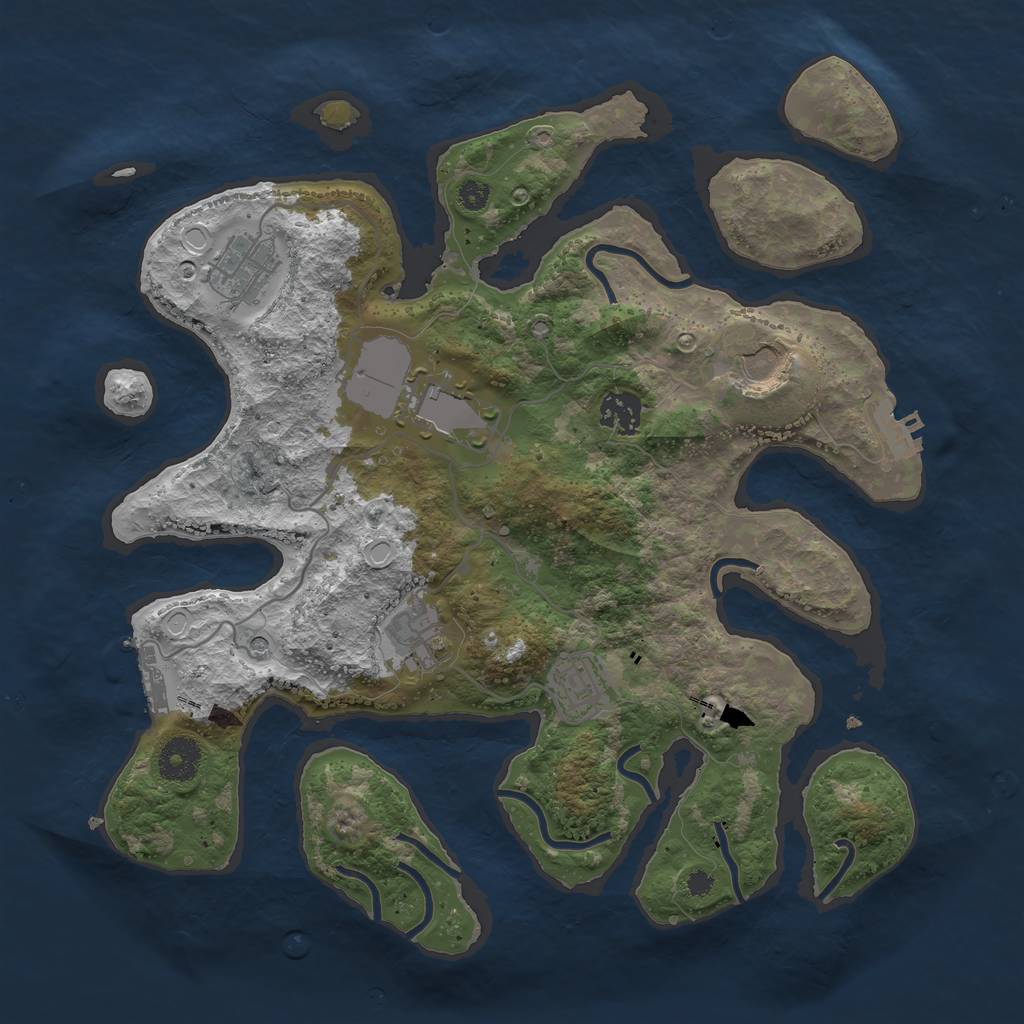 Rust Map: Procedural Map, Size: 3500, Seed: 553825891, 17 Monuments