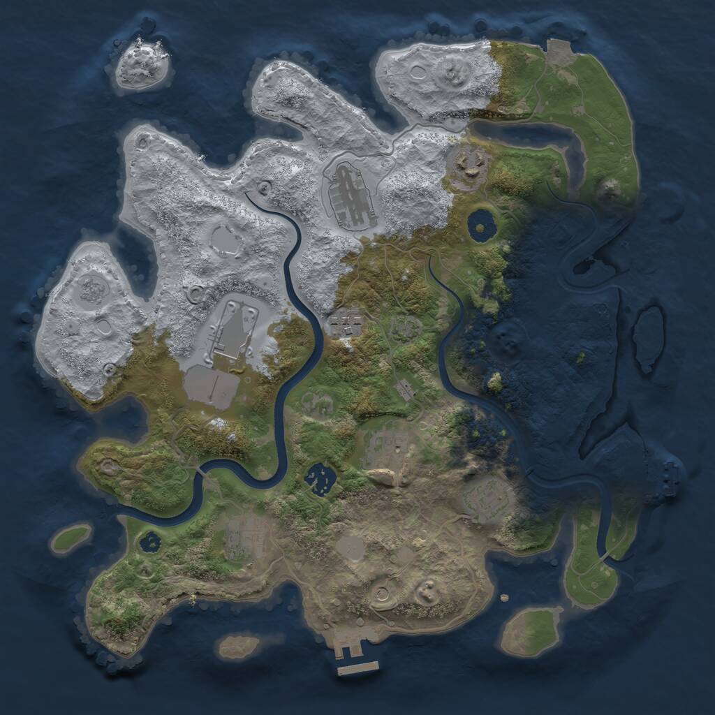 Rust Map: Procedural Map, Size: 3500, Seed: 767046821, 14 Monuments