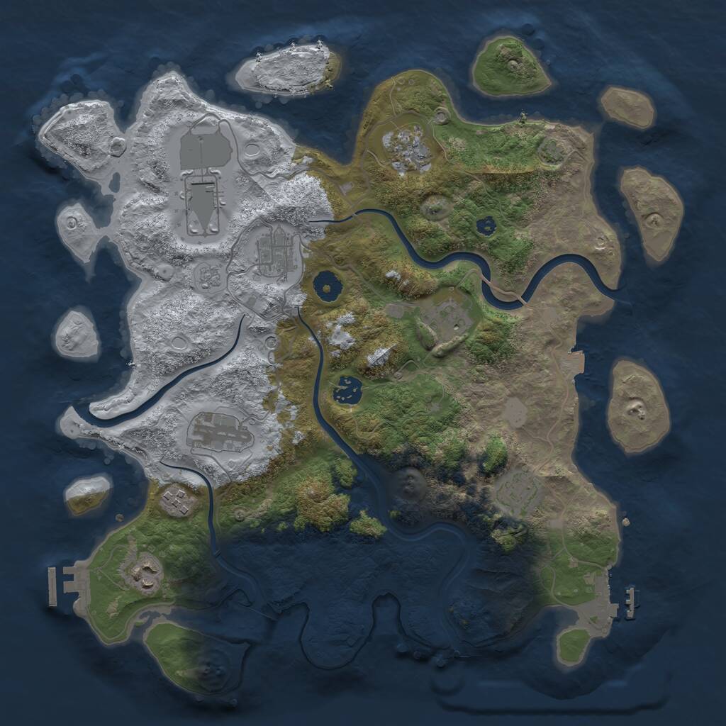 Rust Map: Procedural Map, Size: 3750, Seed: 1188727885, 15 Monuments