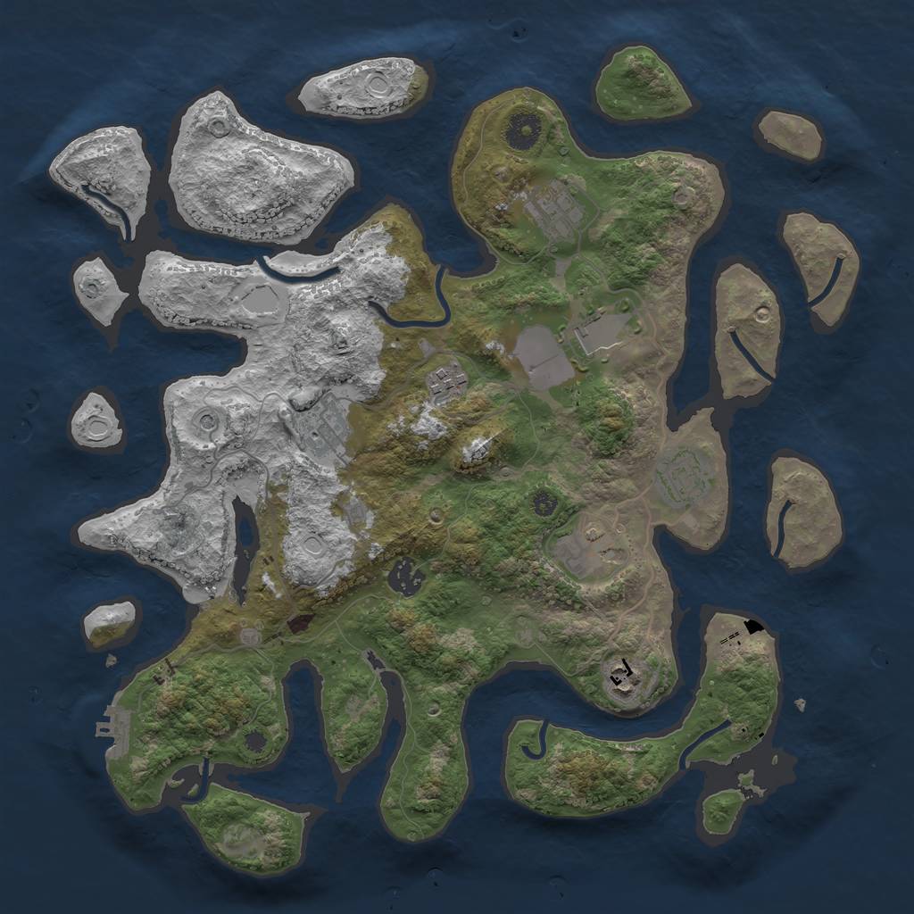 Rust Map: Procedural Map, Size: 3750, Seed: 1188727885, 18 Monuments