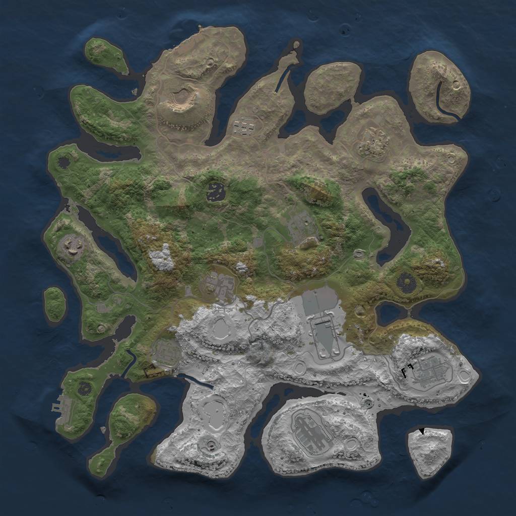 Rust Map: Procedural Map, Size: 3850, Seed: 2136794078, 22 Monuments