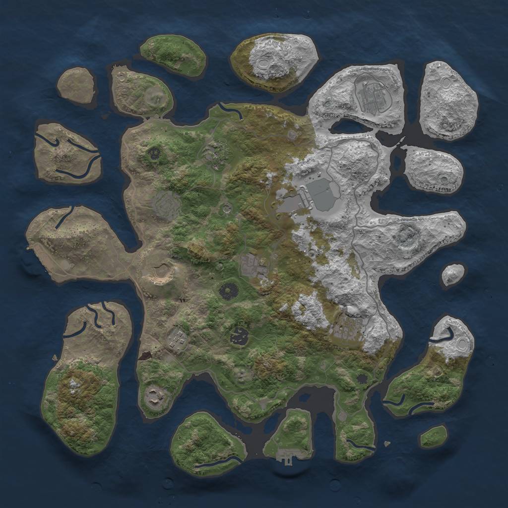 Rust Map: Procedural Map, Size: 4200, Seed: 668899, 21 Monuments