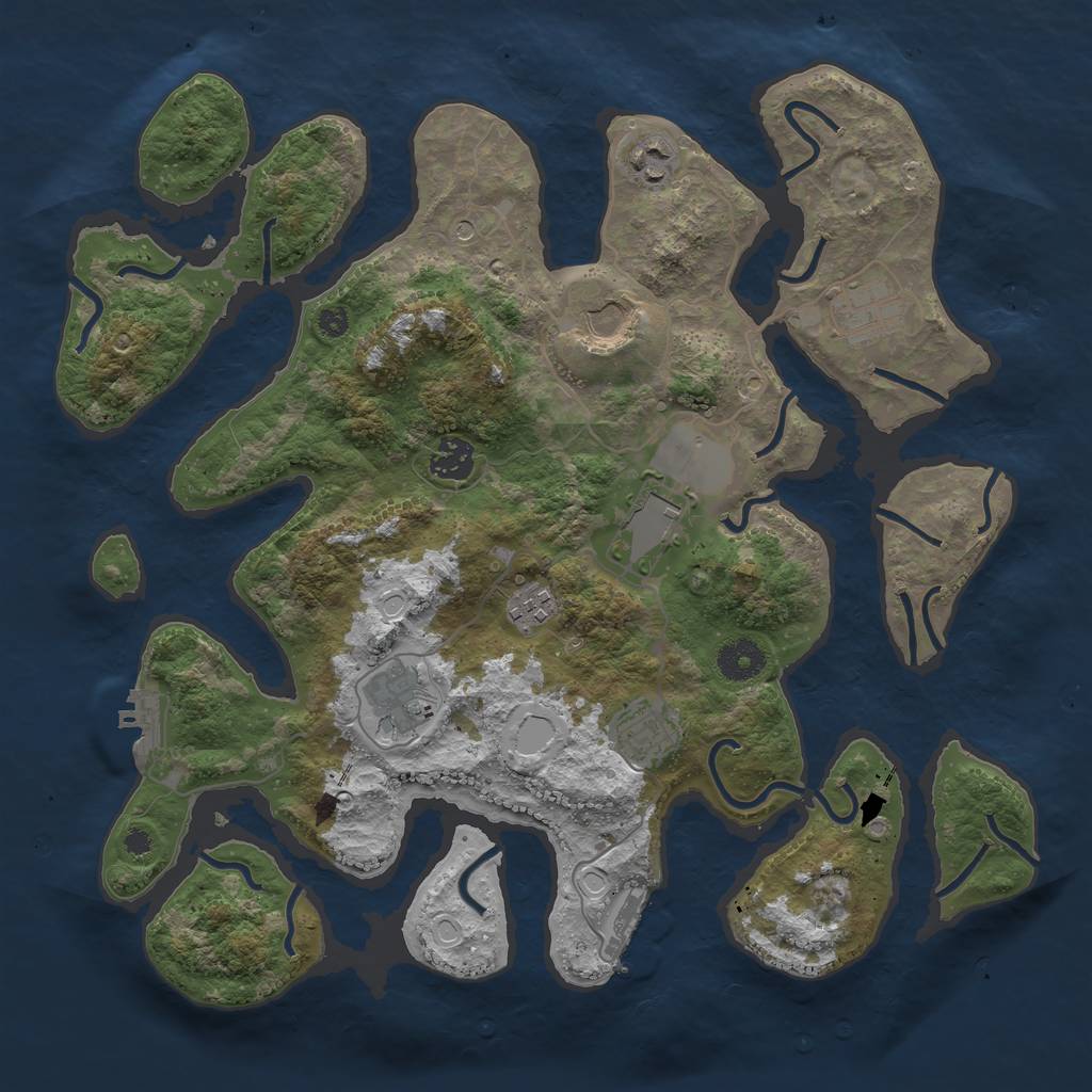 Rust Map: Procedural Map, Size: 3700, Seed: 64478935, 19 Monuments