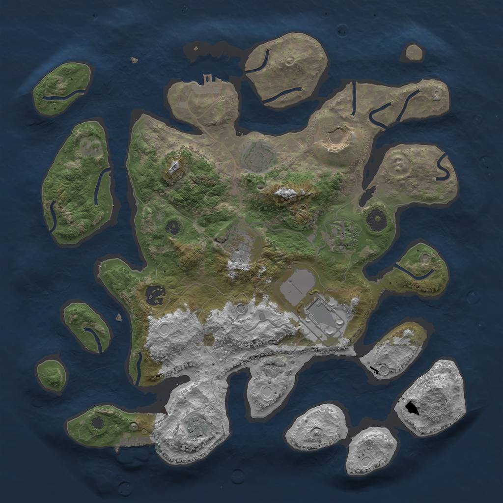 Rust Map: Procedural Map, Size: 3650, Seed: 29764251, 18 Monuments