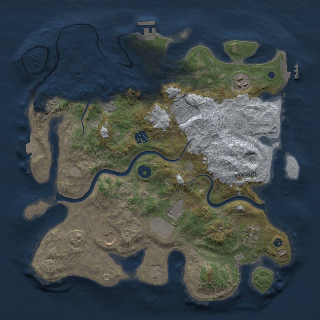 Rust Map: Procedural Map, Size: 3650, Seed: 29764252, 13 Monuments