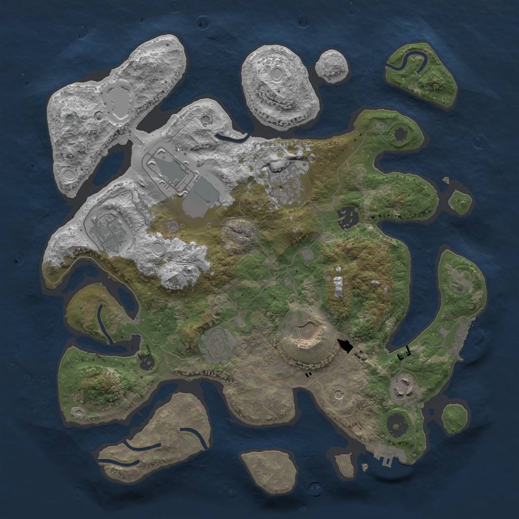 Rust Map: Procedural Map, Size: 3500, Seed: 115154, 18 Monuments