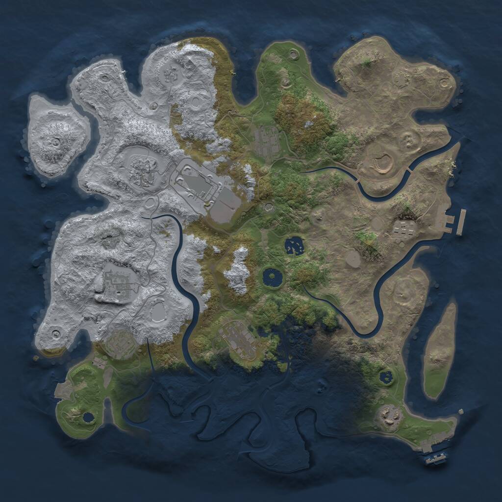 Rust Map: Procedural Map, Size: 3850, Seed: 1003542783, 16 Monuments