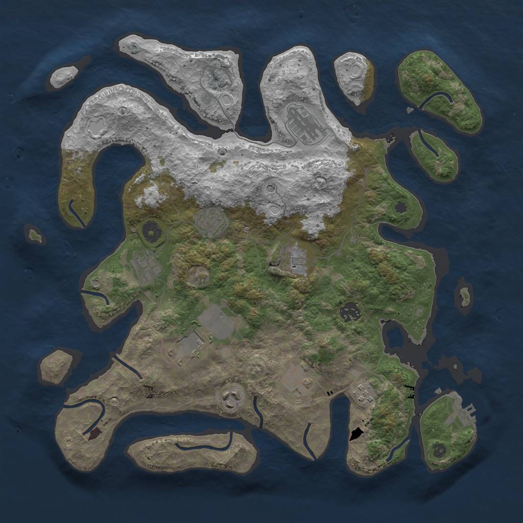 Rust Map: Procedural Map, Size: 3875, Seed: 2069801928, 19 Monuments