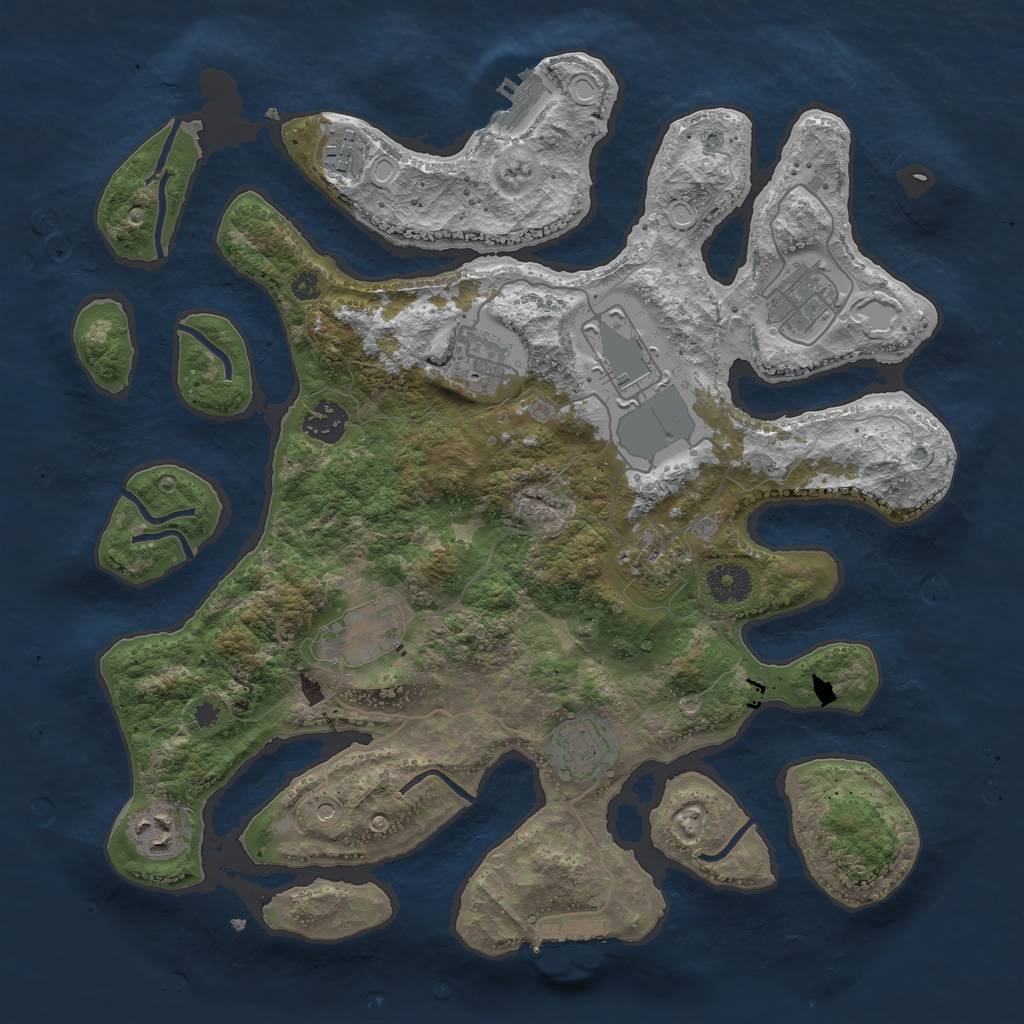 Rust Map: Procedural Map, Size: 3600, Seed: 395135747, 20 Monuments