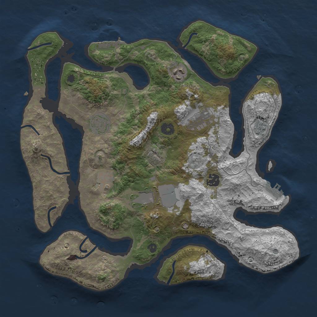 Rust Map: Procedural Map, Size: 3600, Seed: 329025698, 17 Monuments