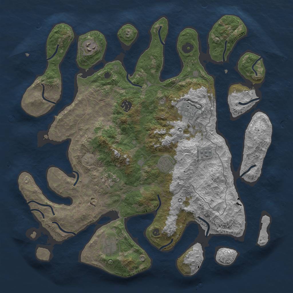 Rust Map: Procedural Map, Size: 4000, Seed: 1870027759, 16 Monuments