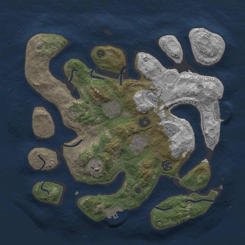 Rust Map: Procedural Map, Size: 3250, Seed: 5154, 17 Monuments