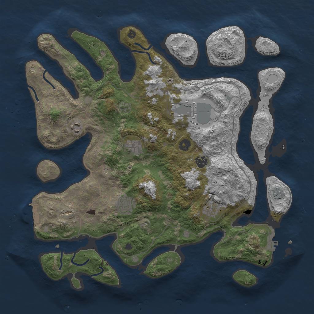 Rust Map: Procedural Map, Size: 4000, Seed: 44280645, 18 Monuments