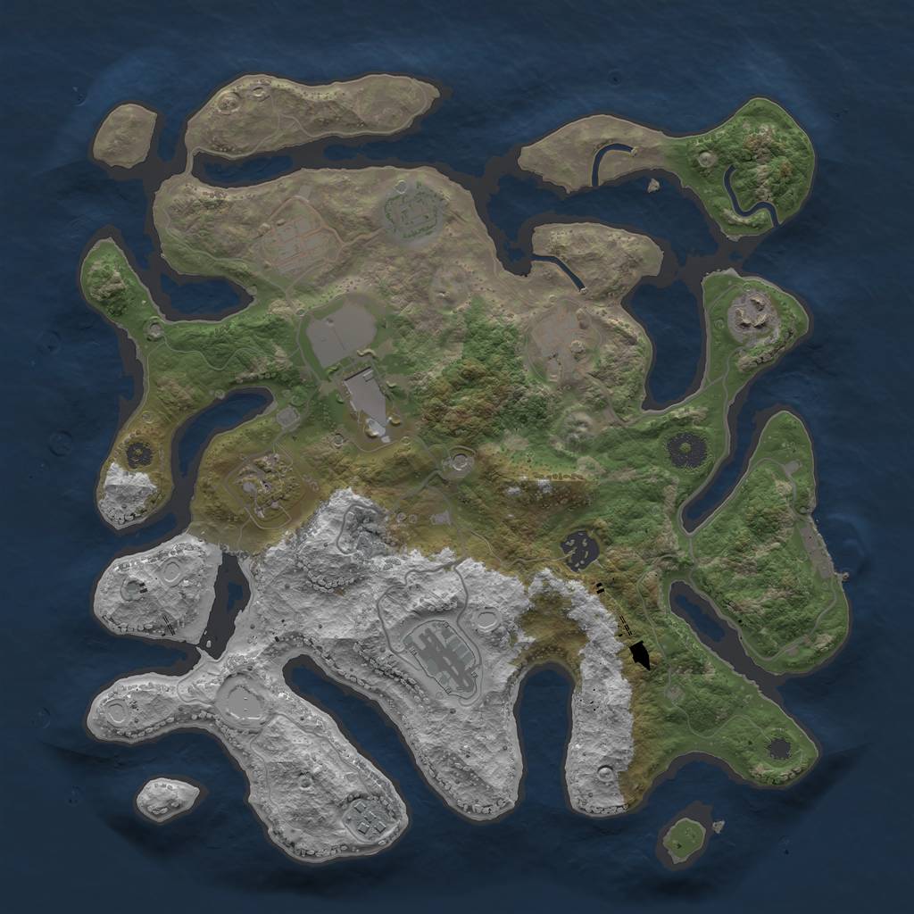 Rust Map: Procedural Map, Size: 3600, Seed: 1457999232, 19 Monuments