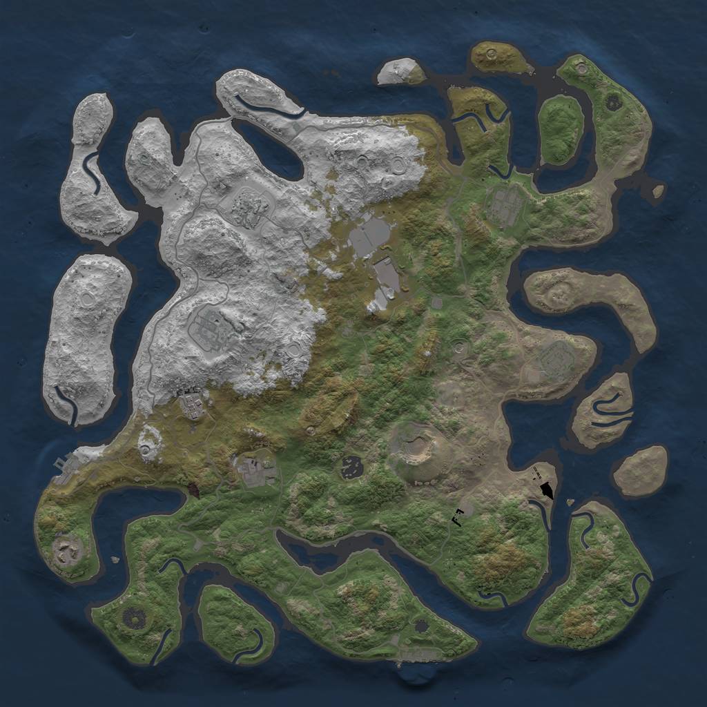 Rust Map: Procedural Map, Size: 4500, Seed: 116753329, 21 Monuments