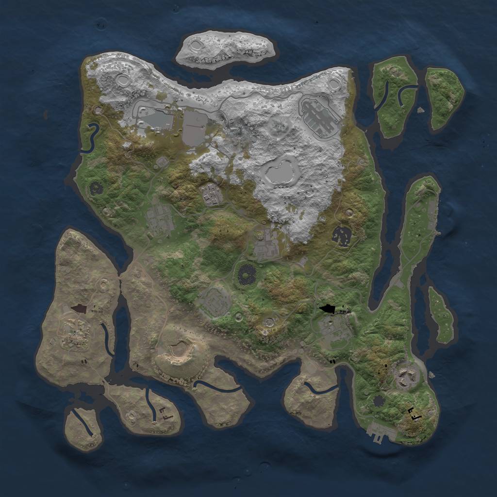 Rust Map: Procedural Map, Size: 3700, Seed: 52459960, 22 Monuments