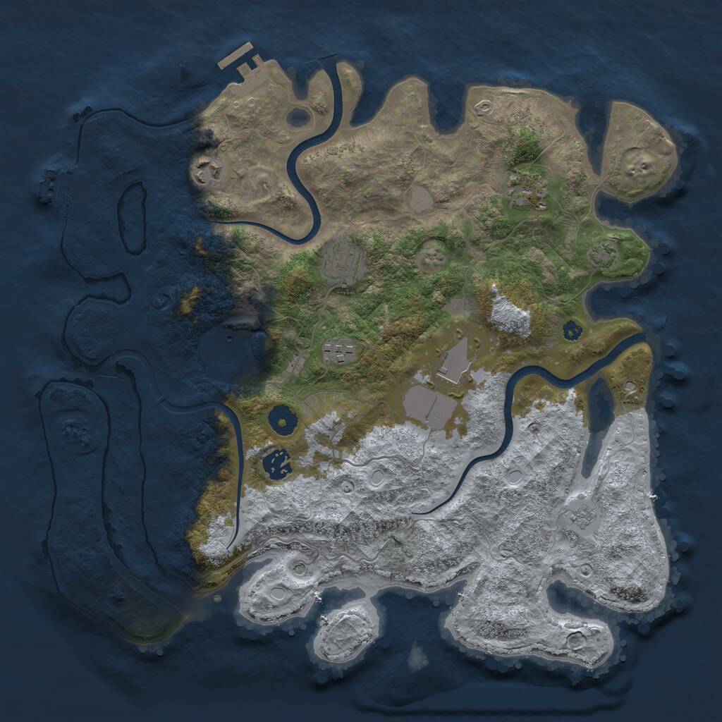 Rust Map: Procedural Map, Size: 3700, Seed: 1423123635, 13 Monuments