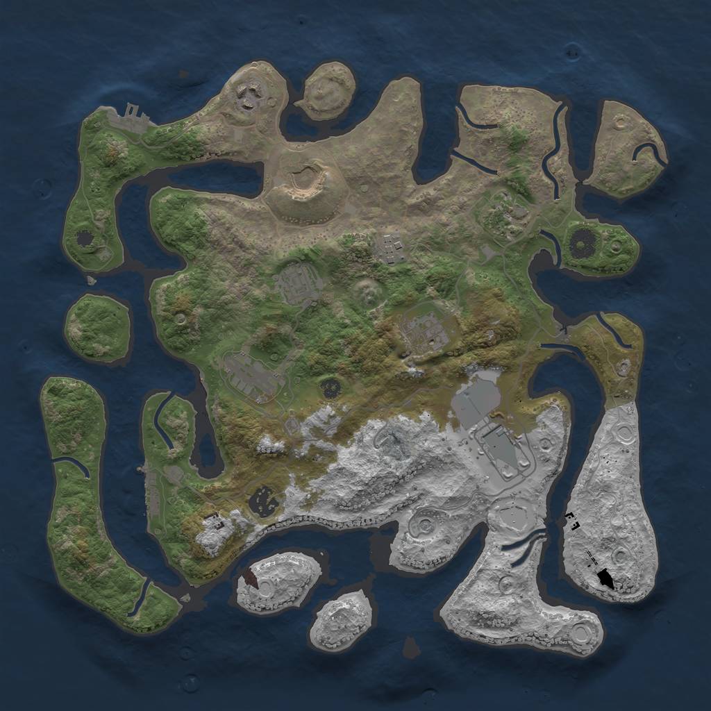 Rust Map: Procedural Map, Size: 3700, Seed: 1423123635, 20 Monuments