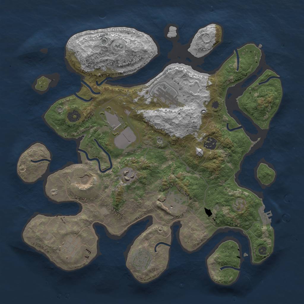 Rust Map: Procedural Map, Size: 3600, Seed: 470225147, 18 Monuments