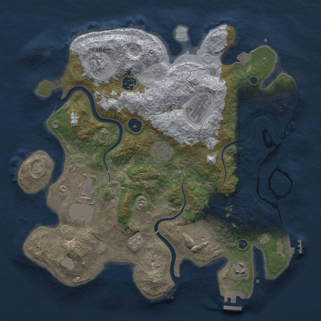 Rust Map: Procedural Map, Size: 3600, Seed: 470225147, 14 Monuments