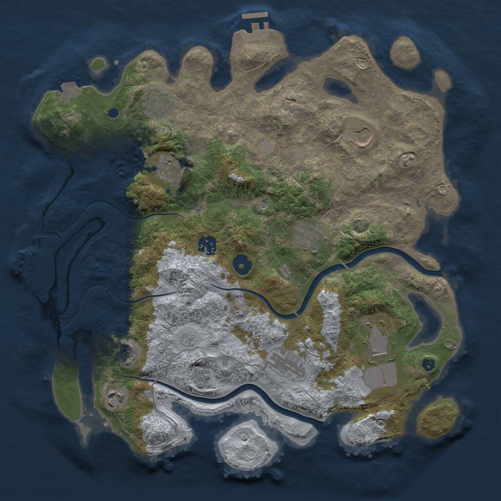 Rust Map: Procedural Map, Size: 3875, Seed: 1824293519, 15 Monuments