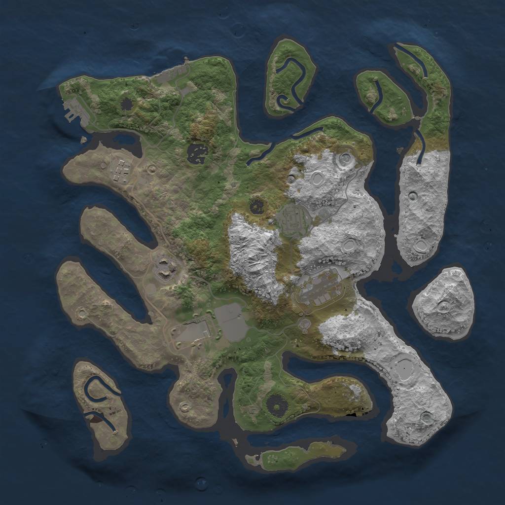 Rust Map: Procedural Map, Size: 3500, Seed: 123753329, 17 Monuments