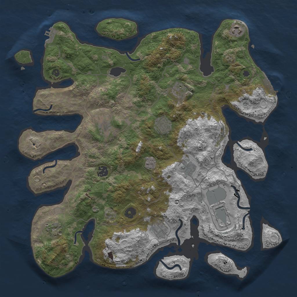 Rust Map: Procedural Map, Size: 4000, Seed: 158942790, 21 Monuments