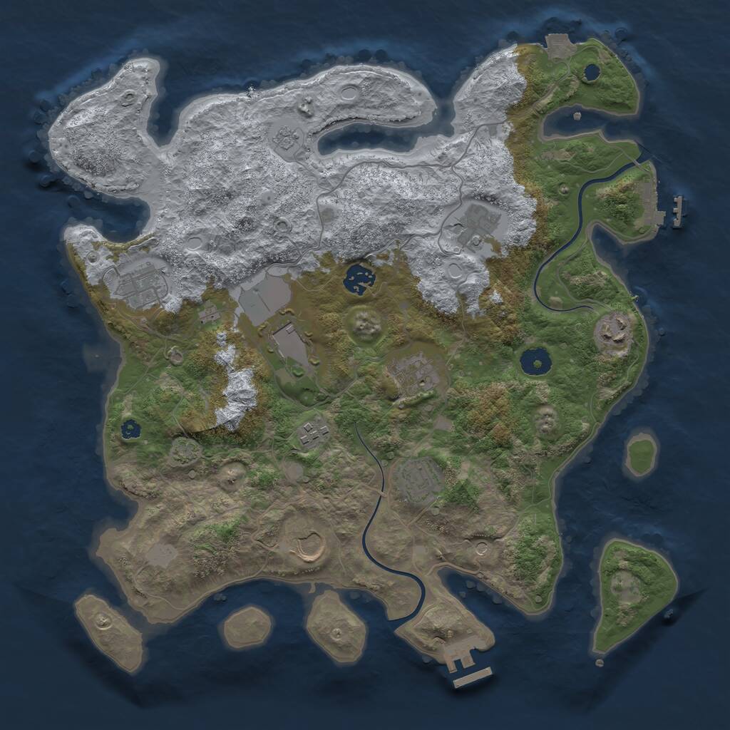 Rust Map: Procedural Map, Size: 3700, Seed: 2135796519, 15 Monuments