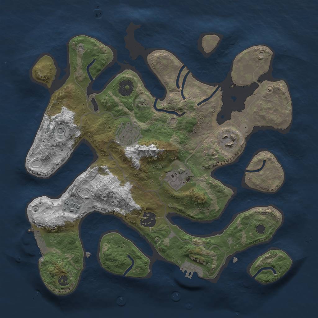 Rust Map: Procedural Map, Size: 3000, Seed: 109315944, 16 Monuments