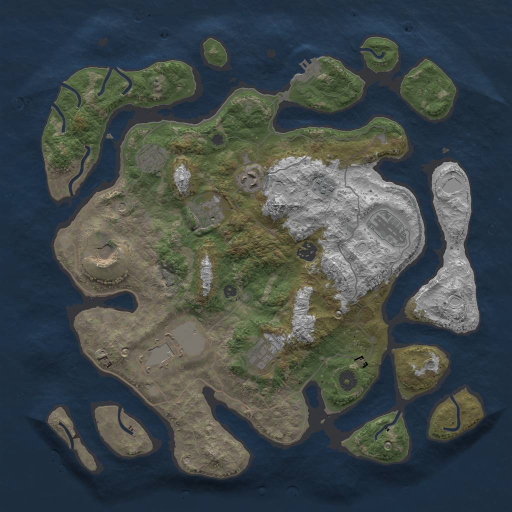 Rust Map: Procedural Map, Size: 4000, Seed: 14875, 19 Monuments
